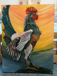 Gallo ma&ntilde;anero, Acryl auf Leinwand, 64 x 85 cm, 550,- 